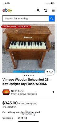 Rare Vintage Child's Schoenhut 25 Key Piano With Original Stool