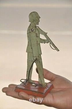 Rare Vintage DRGM Mechanical Soldier With Gun Litho Tin Toy, Germany