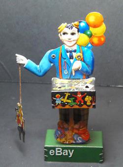 Rare Vintage German Tin Litho Wind Up Balloon Man With Mickey Mouse