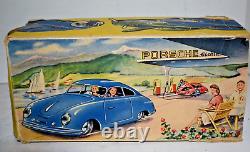 Rare Vintage JNF West Germany Clockwork Porsche Electrik Prototyp Windup Toy Car
