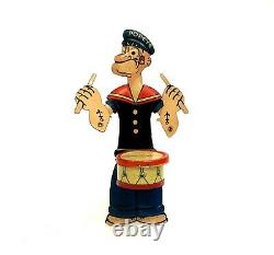 Rare Vintage J. Chein No. 252 Popeye Drummer Tin Toy with Original Box