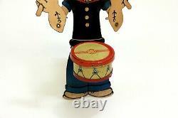 Rare Vintage J. Chein No. 252 Popeye Drummer Tin Toy with Original Box