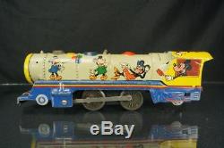 Rare Vintage Linemar Walt Disney Mickey Mouse Meteor Train Tin Wind Up Toy