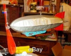 Rare Vintage MarX Wind Up Zeppelin, Blimp, Motor Works, 11 inches