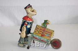 Rare Vintage Marx Tin Litho Wind Up Popeye Express & Parrot Works VG Must L@@K