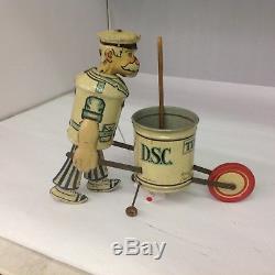Rare Vintage Marx Tin Litho Wind Up Tidy Tim Clean Up Man Works Somewhat G-608