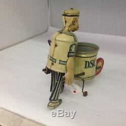 Rare Vintage Marx Tin Litho Wind Up Tidy Tim Clean Up Man Works Somewhat G-608