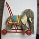 Rare Vintage Merrythought Elephant Push Along / Toy On Wheels