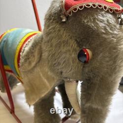 Rare Vintage Merrythought Elephant Push Along / Toy On Wheels