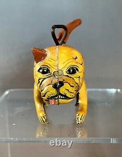 Rare Vintage Mid-Century Wind-up Bull Dog Tin Toy Wags His Crazy Tail, Japan