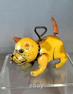 Rare Vintage Mid-Century Wind-up Bull Dog Tin Toy Wags His Crazy Tail, Japan