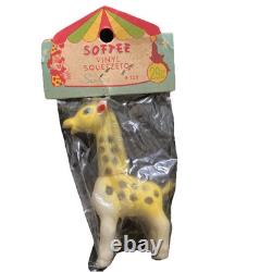 Rare Vintage Sanitoy NOS Giraffe Squeaky Toy Turning Head Made in Japan 4