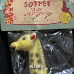 Rare Vintage Sanitoy NOS Giraffe Squeaky Toy Turning Head Made in Japan 4