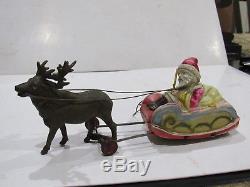 Rare Vintage Santa Sleigh Reindeer Wind Up Made In Japan Very Old And Very Nice