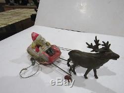 Rare Vintage Santa Sleigh Reindeer Wind Up Made In Japan Very Old And Very Nice