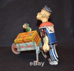 Rare Vintage Toy Tin Litho Wind-Up Toy, Popeye Express, 1930s