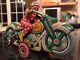 Rare Vintage Trick Jumping Circus Clown Tin Windup Motorcycle Toy Japan Sato