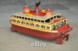 Rare Vintage Windup C. K T Prewar Hendrik Hudson Litho Ferry Boat Tin Toy Japan
