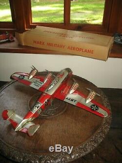 Rare toy MARX FLYING FORTRESS PLANE BOXED TIN AIRCRAFT WIND UP VINTAGE TINPLATE