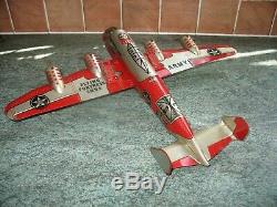 Rare toy MARX FLYING FORTRESS PLANE BOXED TIN AIRCRAFT WIND UP VINTAGE TINPLATE