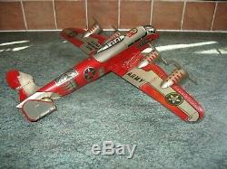 Rare toy MARX FLYING FORTRESS PLANE BOXED TIN AIRCRAFT WIND UP VINTAGE TINPLATE