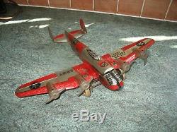 Rare toy MARX FLYING FORTRESS PLANE BOXED TIN AIRCRAFT WIND UP VINTAGE TINPLATE