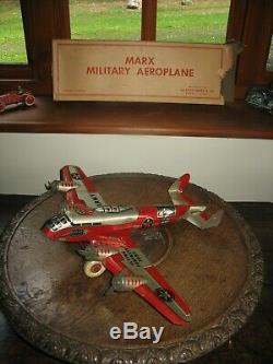 Rare toy MARX FLYING FORTRESS PLANE BOXED TIN AIRCRAFT WIND UP VINTAGE TINPLATE