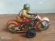 Rare vintage wind-up R. T. C. Tin toy Motor cycle of 50's (Working order)