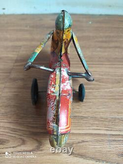 Rare vintage wind-up R. T. C. Tin toy Motor cycle of 50's (Working order)