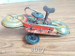 Rare vintage wind-up R. T. C. Tin toy Motor cycle of 50's (Working order)