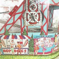 Retro Roller Coaster Wind-Up Tin Litho Toy, WORKS, Vintage J. Chein Mechanical C