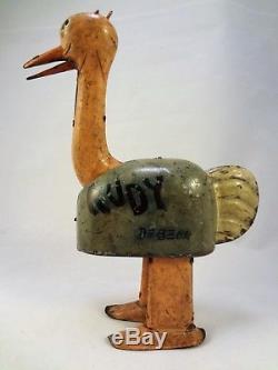Rudy the Ostrich Barney Google Vintage German Tin Wind Up Toy Pre 1930 Nifty