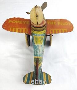 SCARCE 1930's Popeye The Pilot Marx WORKING Plane Tin Wind-Up Vintage Toy