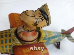 SCARCE 1930's Popeye The Pilot Marx WORKING Plane Tin Wind-Up Vintage Toy