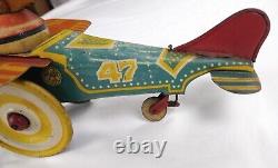 SCARCE 1930's Popeye The Pilot Marx WORKING Plane Tin Wind-Up Vintage Toy