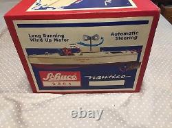 SCHUCO Windup Toy NAUTICO TIN PLATE Boat With Box