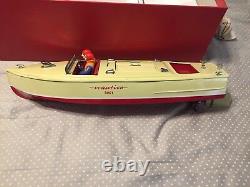 SCHUCO Windup Toy NAUTICO TIN PLATE Boat With Box