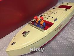 SCHUCO Windup Toy NAUTICO TIN PLATE Boat With Box