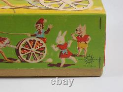 SUNDAY STROLLER Japan windup tin toy Ostrich Monkey Cart Celluloid MIB 0127