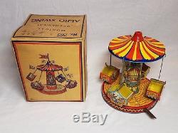 SUPER NICE VINTAGE RARE 1950'S CHEIN & CO TIN WIND UP CAROUSEL CIRCUS TOY WithBOX