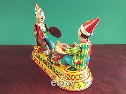 Scarce 1950's NBN Hausmann Tin Wind-up Musical Circus Clowns Tinplate with Or. Box