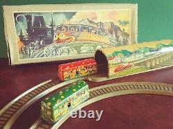 Scarce c. 1948 Technofix 246 Tin Wind-up Halloween Ghost Train Track with Or. Box