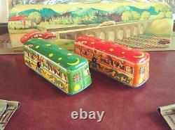 Scarce c. 1948 Technofix 246 Tin Wind-up Halloween Ghost Train Track with Or. Box
