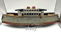 Schieble Dayton Gun Boat Ship Battleship Pressed Steel Hill Climber Toy Vintage