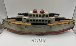 Schieble Dayton Gun Boat Ship Battleship Pressed Steel Hill Climber Toy Vintage