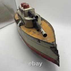 Schieble Dayton Gun Boat Ship Battleship Pressed Steel Hill Climber Toy Vintage