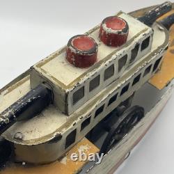 Schieble Dayton Gun Boat Ship Battleship Pressed Steel Hill Climber Toy Vintage
