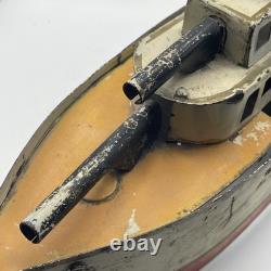 Schieble Dayton Gun Boat Ship Battleship Pressed Steel Hill Climber Toy Vintage