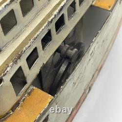 Schieble Dayton Gun Boat Ship Battleship Pressed Steel Hill Climber Toy Vintage