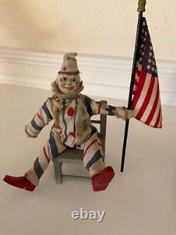 Schoenhut Early Clown with Schoenhut Chair and Flag